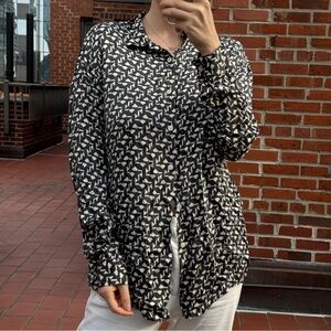 Zara Black and White Geometric Print Shirt